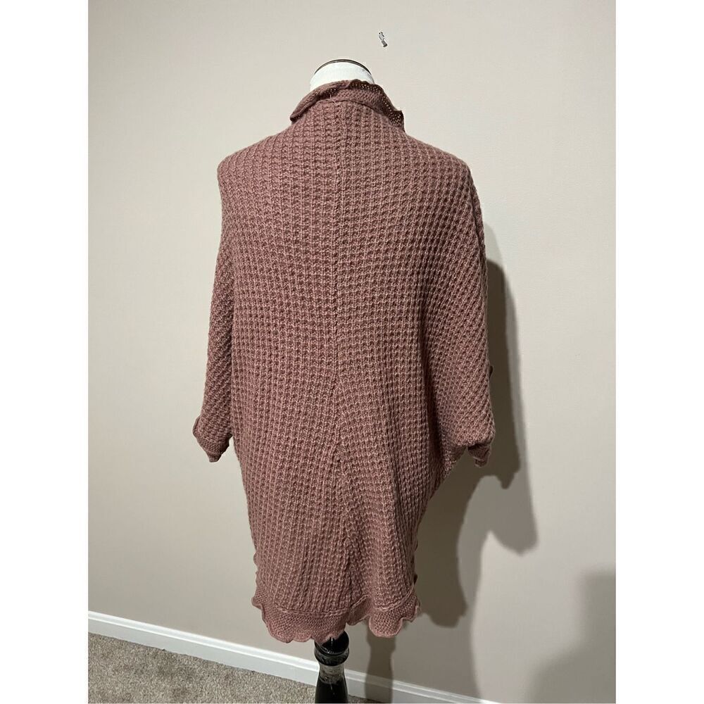 Anthropologie moth cardigan sweater scalloped edge waffle knit boho size S - Picture 7 of 10